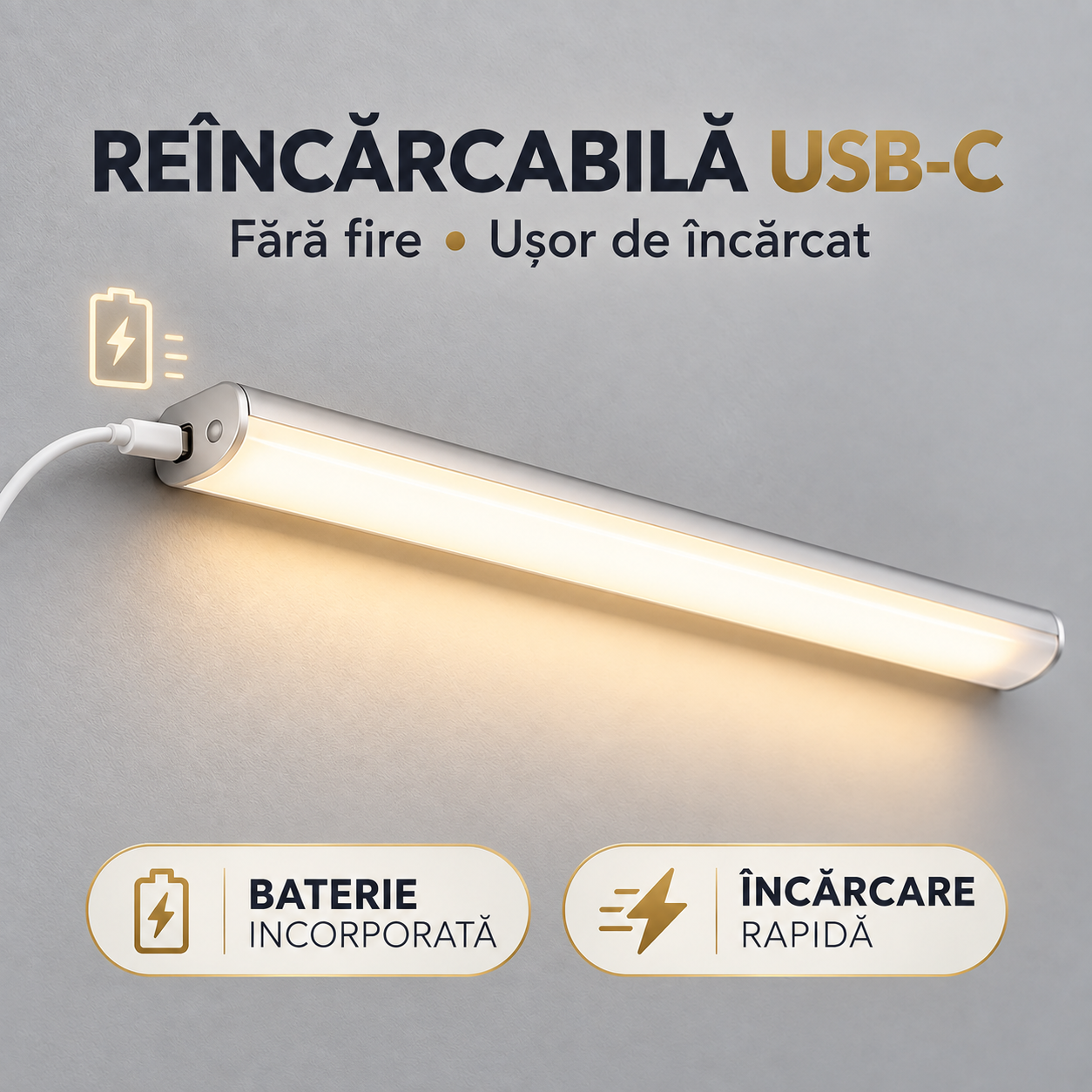 NovaLux™– Lampă LED cu Senzor de Mișcare, Reîncărcabilă USB