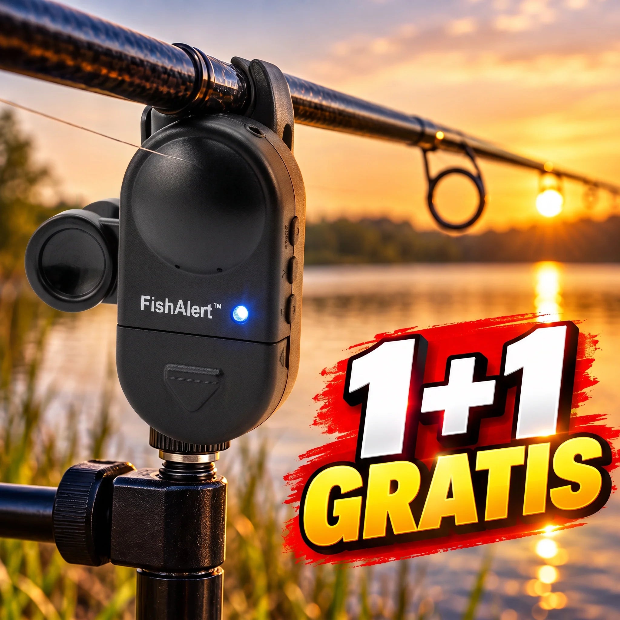 FishSense™ – Senzor Avertizor Mușcătură Pescuit cu Sunet și LED, Rezistent la Apă 1+1 GARTIS