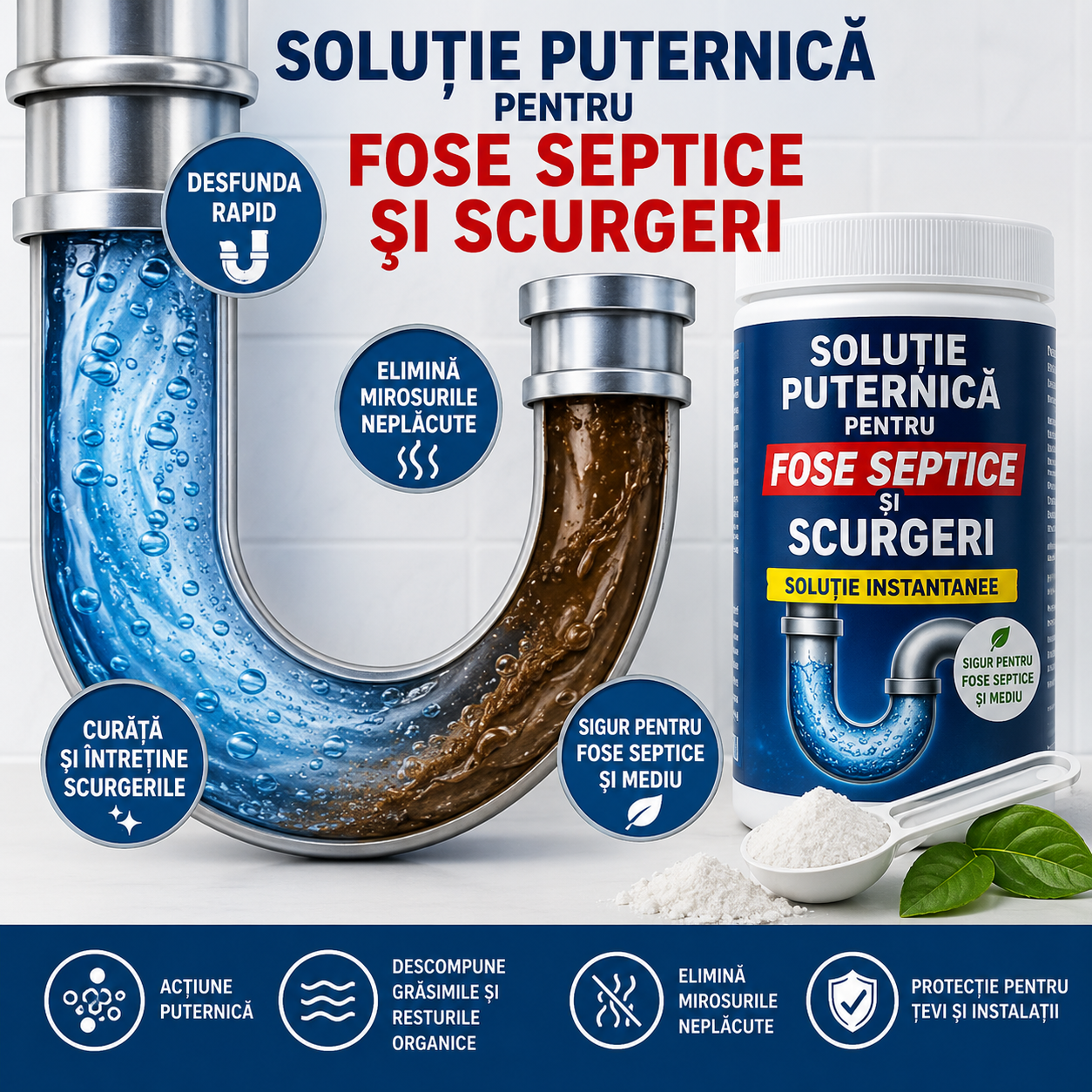 Pudră Fosă Septică și Scurgeri