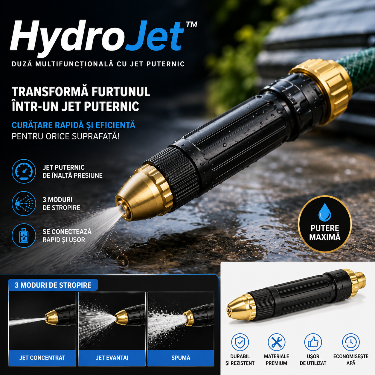 HydroJet™ duză metalică reglabilă cu Presiune